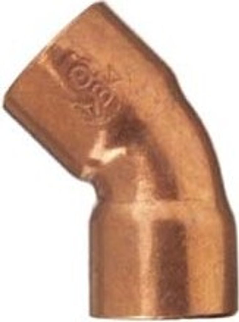 CU Kupfer Bogen 2 Muffen 45° 1' 22mm