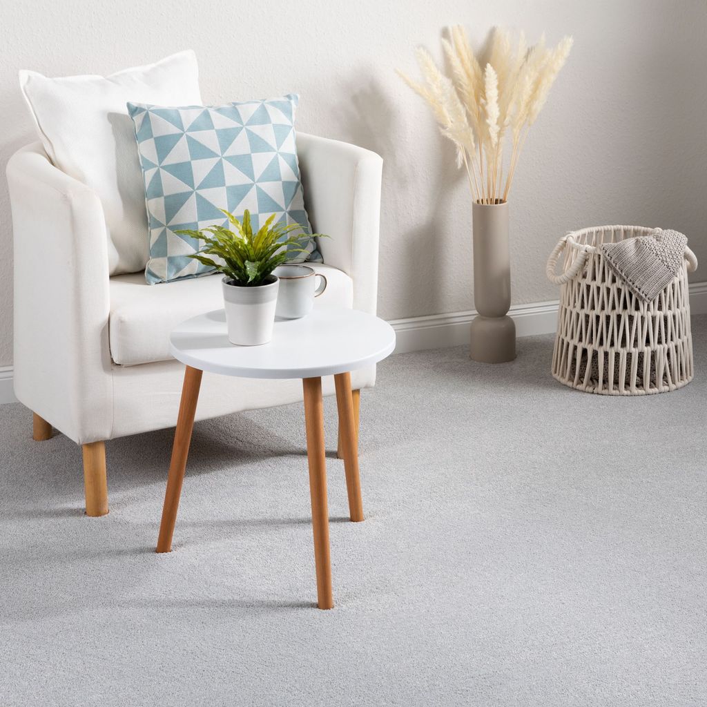 Steffensmeier Teppichboden Pisa Meterware | Auslegware für Kinderzimmer Wohnzimmer Schlafzimmer | Silber, Größe: 100x400 cm