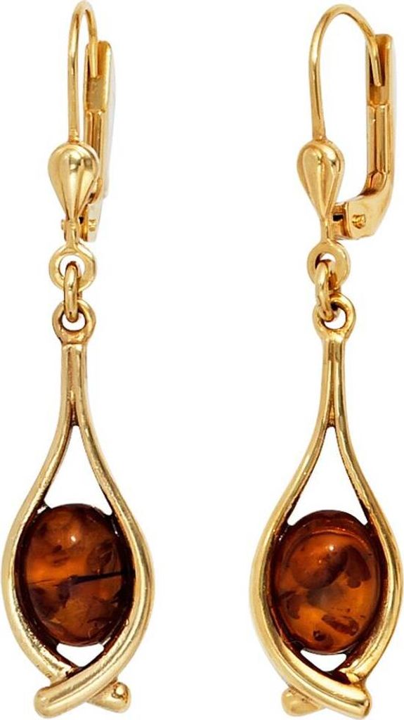 JOBO Boutons 375 Gold Gelbgold 2 Bernsteine Ohrringe Ohrhänger