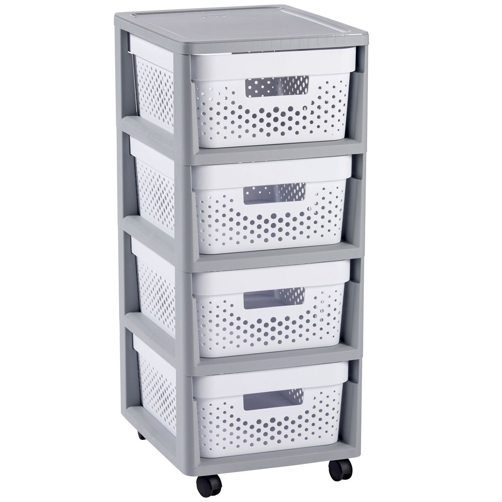 Šuplíky INFINITY 4x11L derované bílé, rozkládací Obrázok produktu 