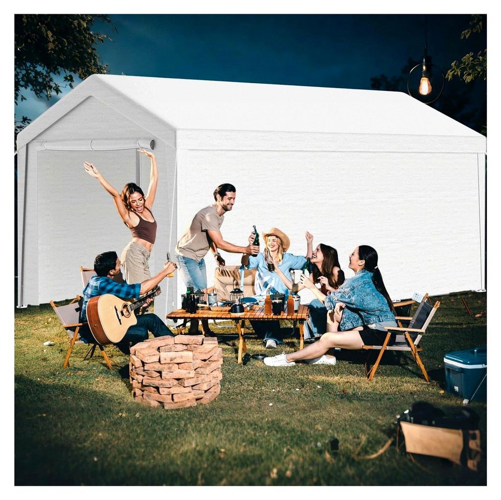 Pavillon Carport für Autos 3x6 m, Garagenzelt, UV-beständig & sonnensicher mit Türen, Lagerzelt, Weidezelt, Autounterstand für SUV, Boot, LKW, ...