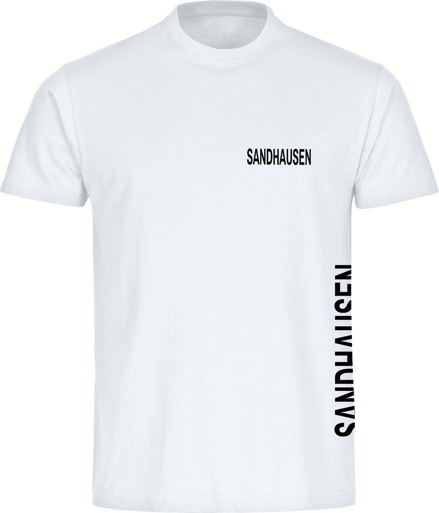 multifanshop Herren T-Shirt - Sandhausen - Brust & Seite, weiß, Größe L