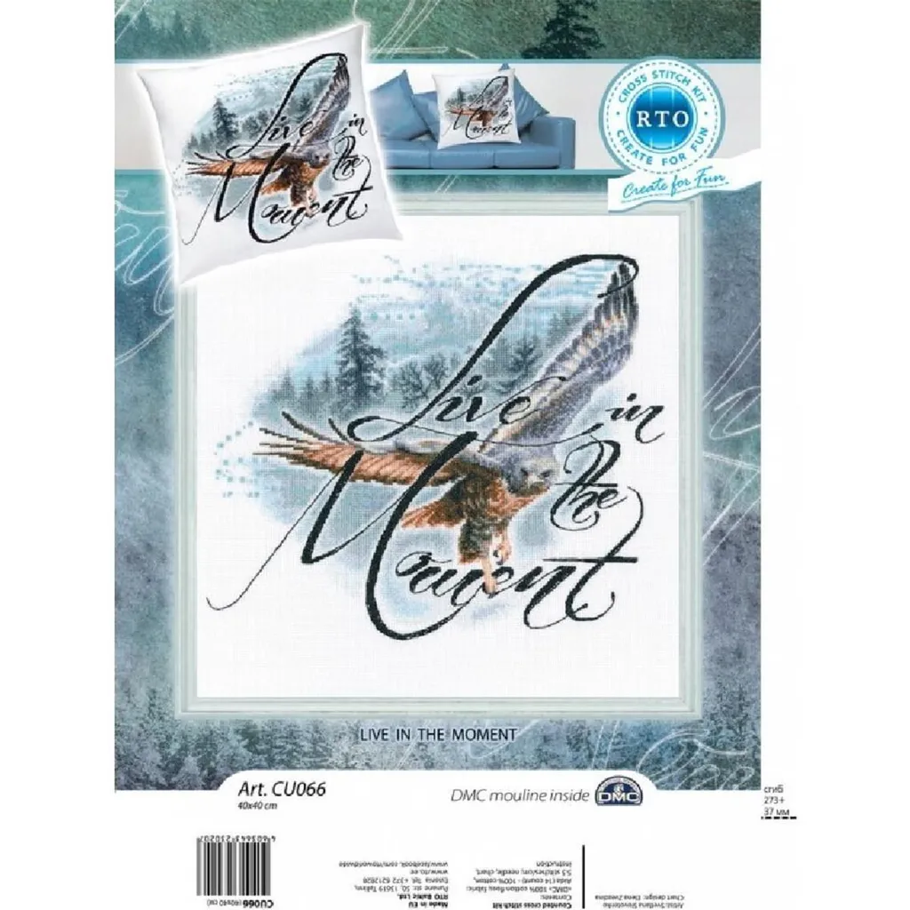 RTO Kit Coussin Point de Croix Compté Vis le Moment Présent 40x40 cm - 2