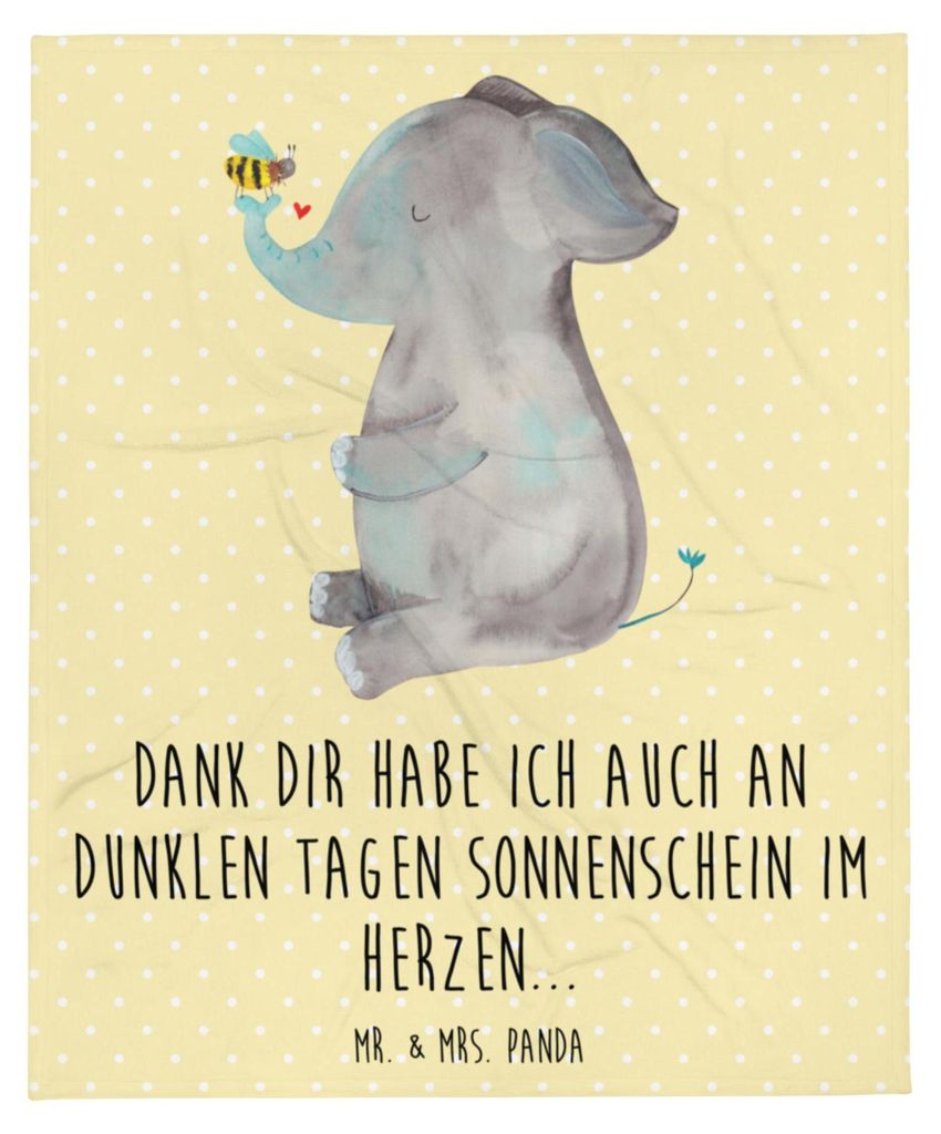 Mr. & Mrs. Panda Bettdecke Elefant Biene - Gelb Pastell - Geschenk, Decke, Lustige Sprüche, Sofaüberwurf, Flauschige, Heiratsantrag, Liebesspruch...