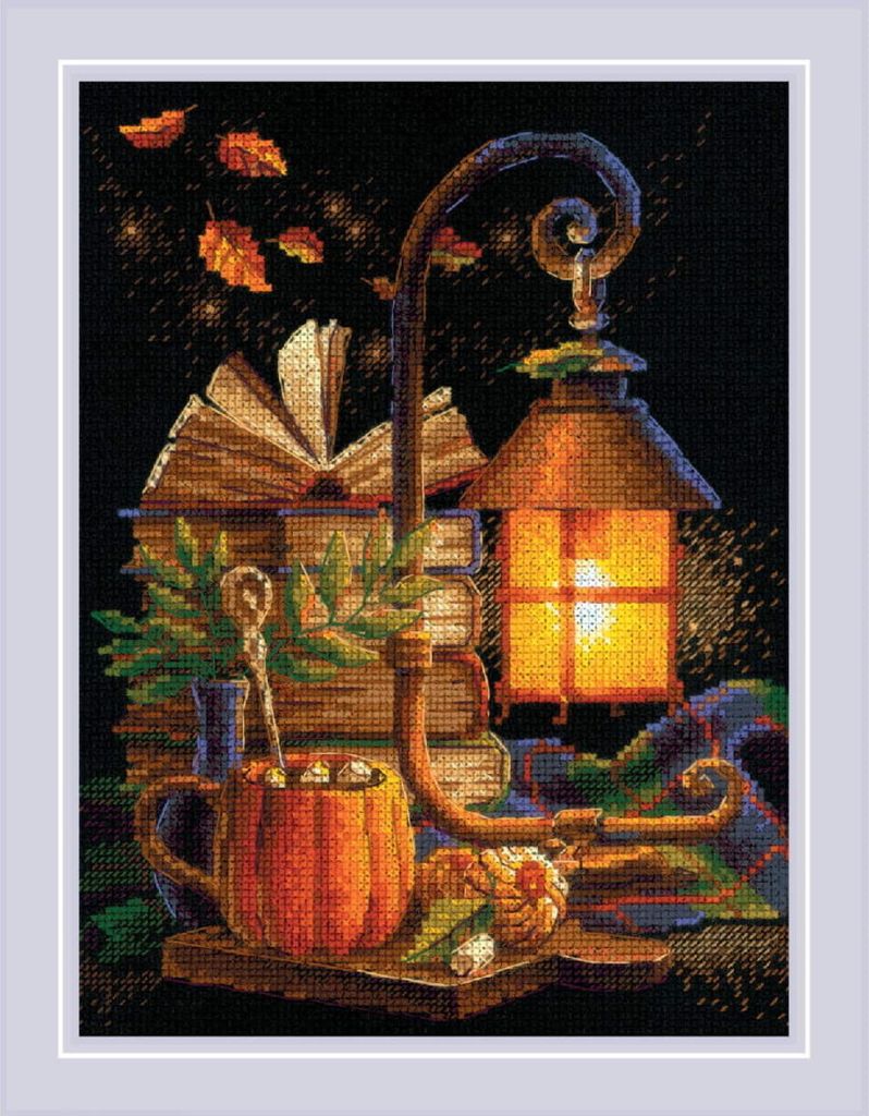 Riolis Kreuzstich Stickpackung "Gemütlicher Herbst", Zählmuster, 18x24cm