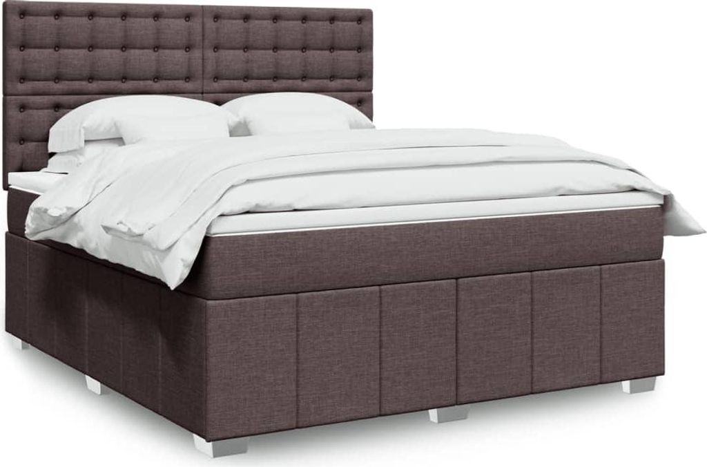 Best Möbel Boxspringbett mit Matratze Dunkelbraun 180x200 cm Stoff,Klassische Betten CL76582