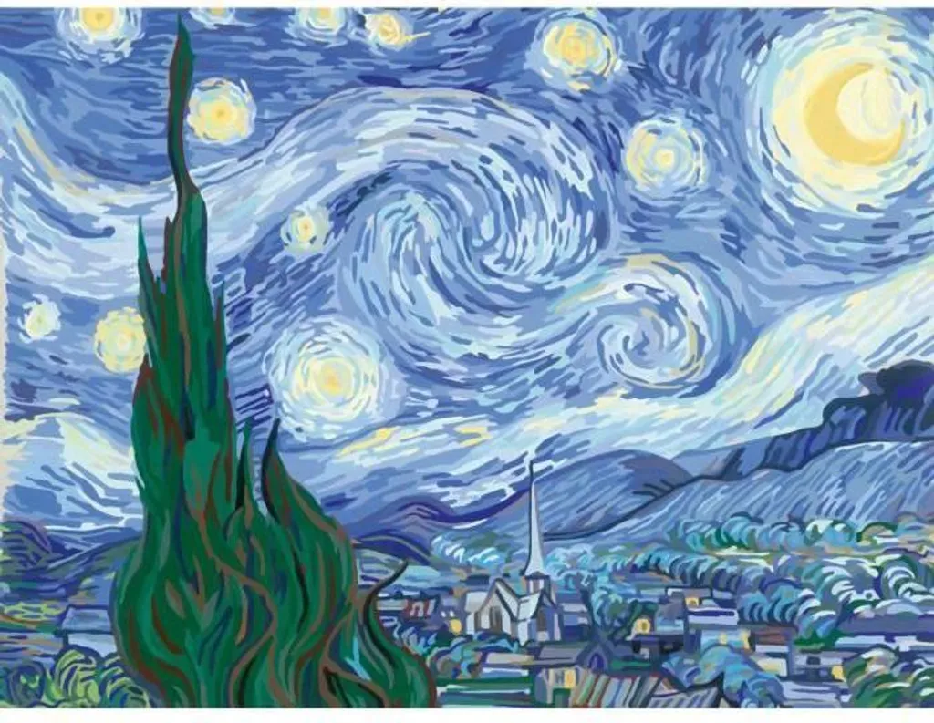Kit Peinture par Numéro Adulte La Nuit Étoilée CreArt Ravensburger 30x40