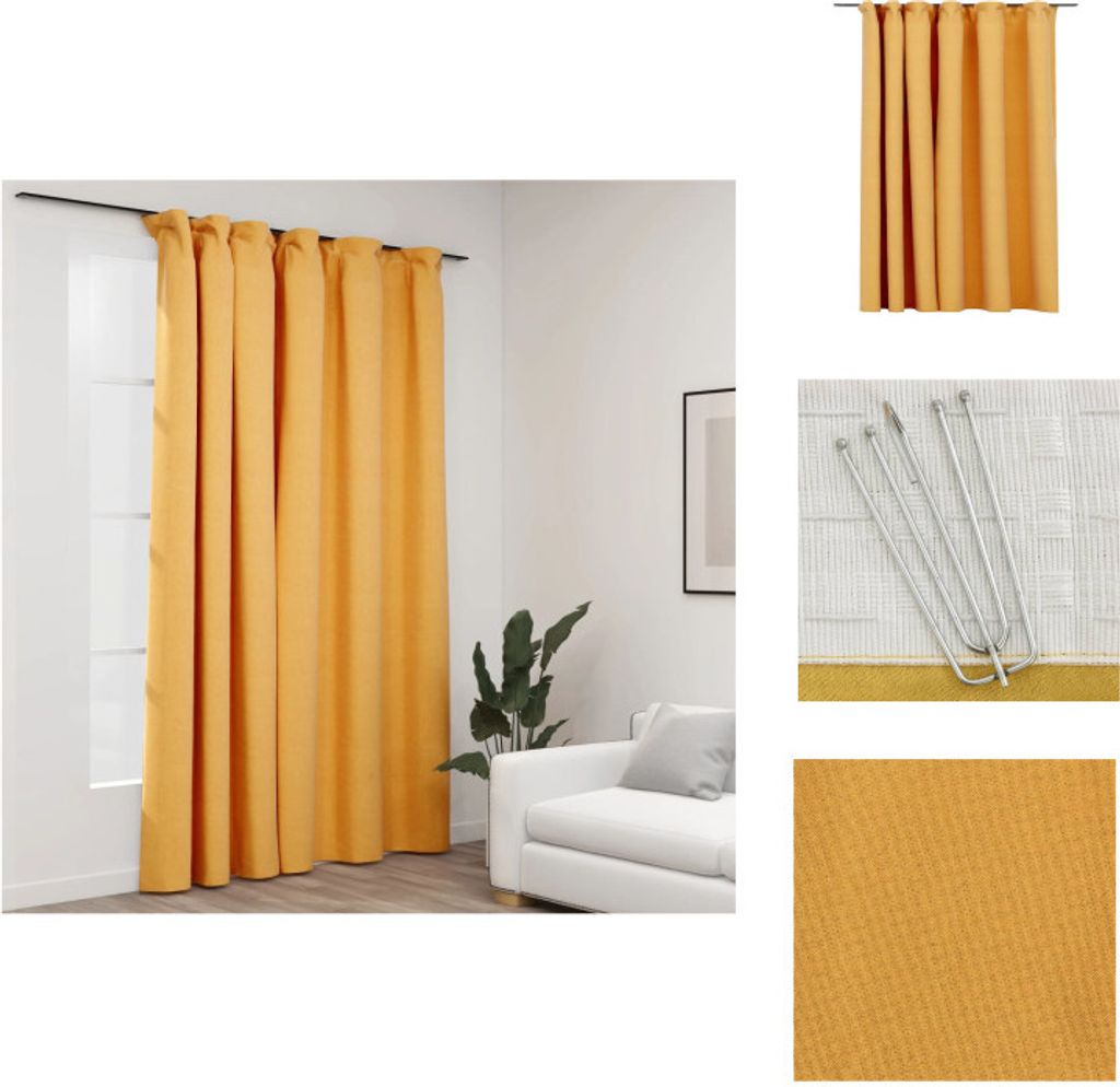 vidaXL Verdunkelungsvorhang mit Haken Leinenoptik Gelb 290x245 cm - Vorhänge & Gardinen