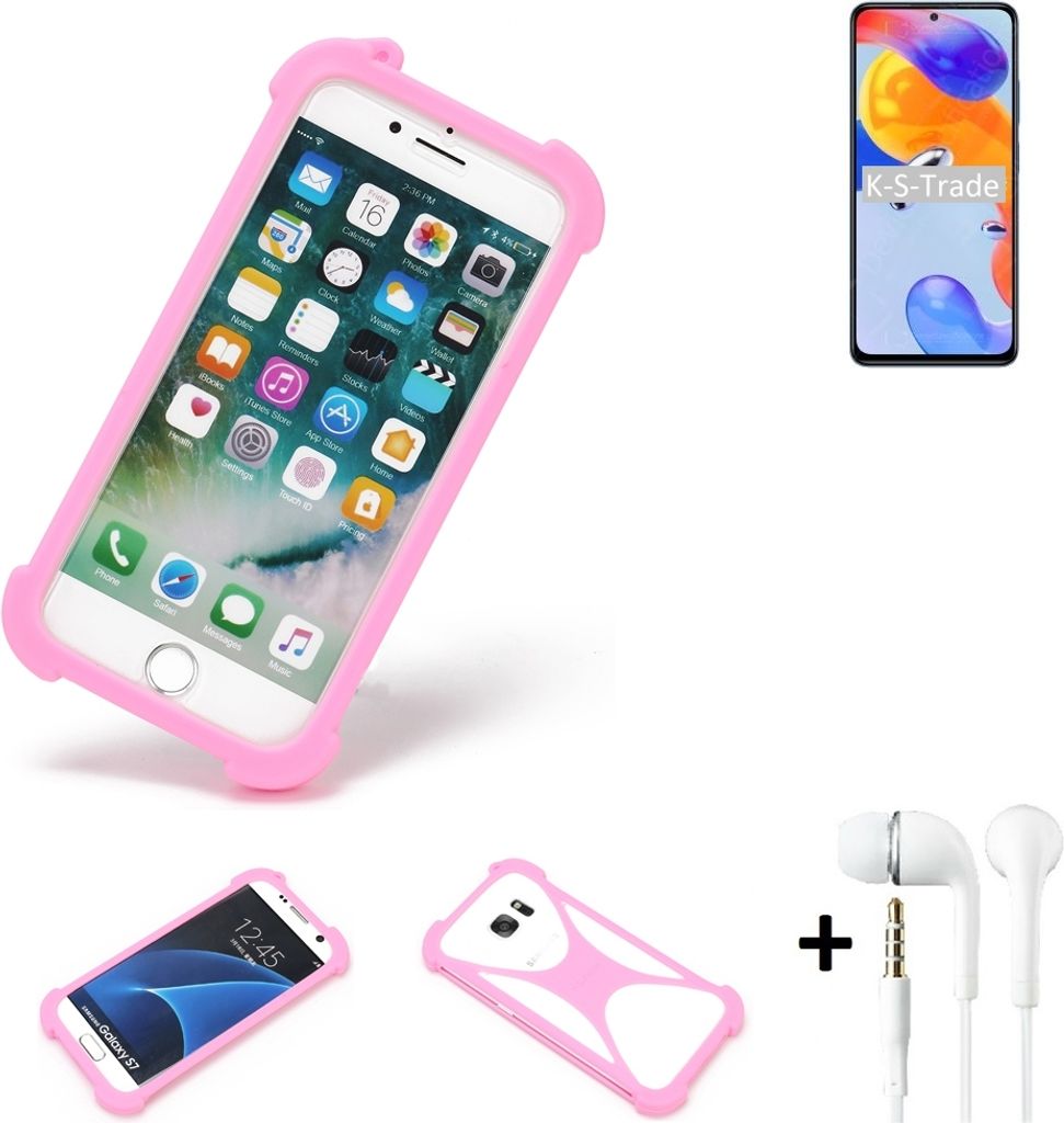 K-S-Trade Bumper + Kopfhörer kompatibel mit Xiaomi Redmi Note 11 Pro 5G Global Handy Hülle Schutzhülle Silikon Schutz Hülle Cover Case Silikoncase