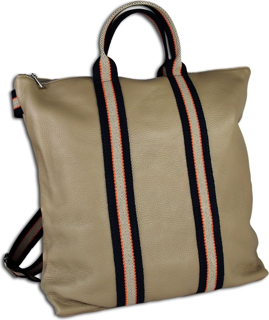 Toscanto Backpacks Cityrucksack taupe, blau, beige Leder, Canvas OTT609RC