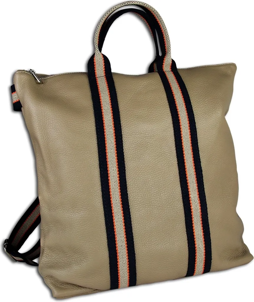 Petit sac à dos femme cuir et toile tricolore pour un look citadin chic