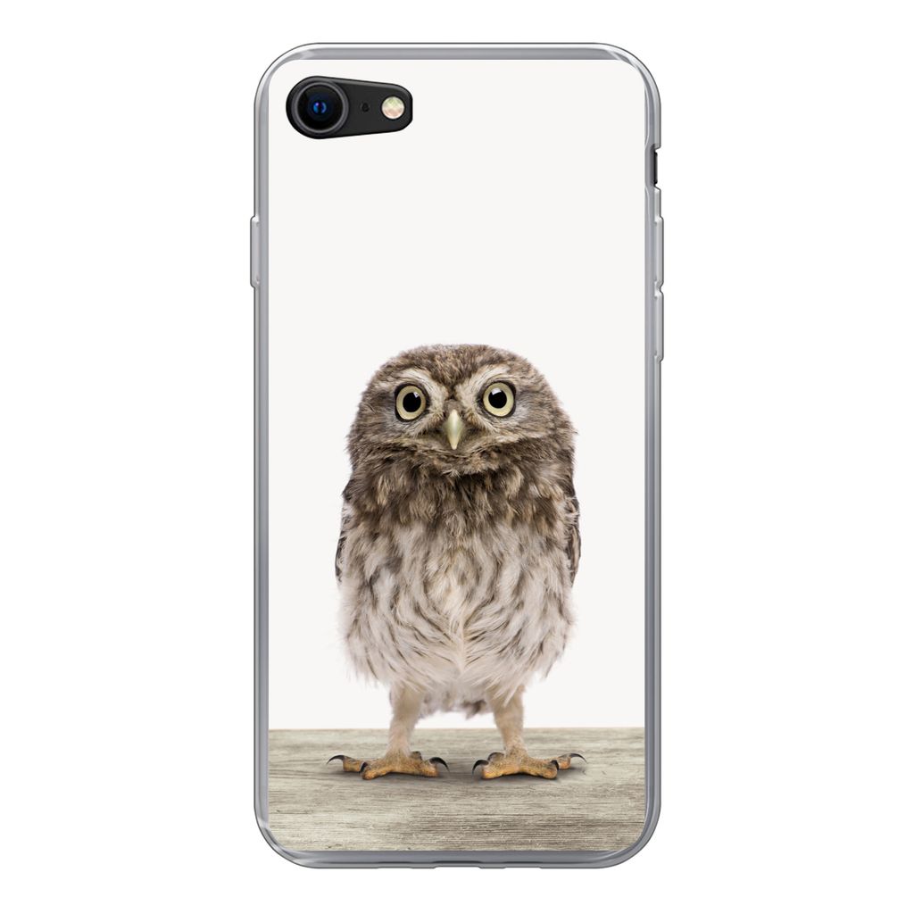 MuchoWow Handyhülle Schutzhülle Hülle für iPhone 7 Eule - Braun - Eulenküken - Kinder - Jungen - Mädchen Silikon Softcase Handy Hülle - Ka...