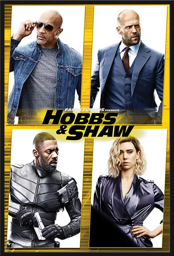 Cadre Shinsuke avec Affiche Hobbs & Shaw - Vitre Acrylique et Finition Noir