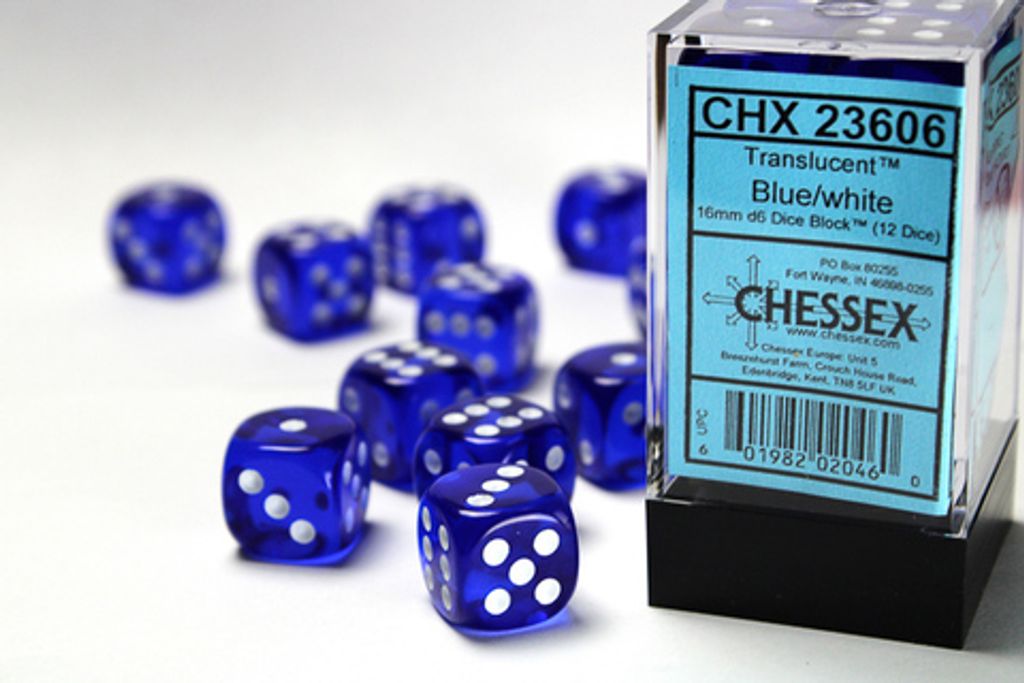 Chessex Translucent W6x12 Blue/White