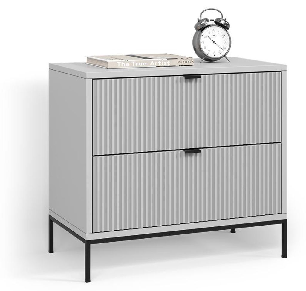 Nachttisch Livinity Aterno Grau mit 2 Schubladen, Model 58930