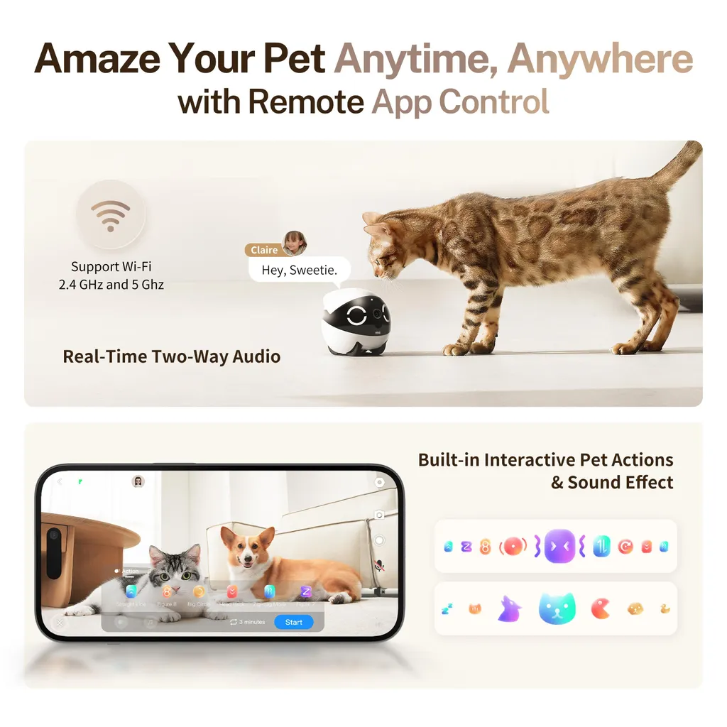 ROLA Mini Caméra Interactive pour Chat avec Jouet Canne à Pêche et Pile - 12