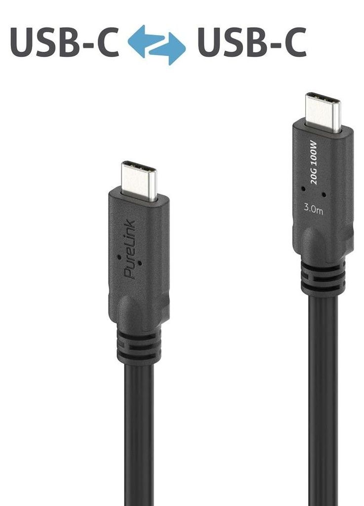 PureLink USB-C Kabel 3m PI6600-030 USB4 Gen2x2 20Gbps PD 100W 8K30Hz