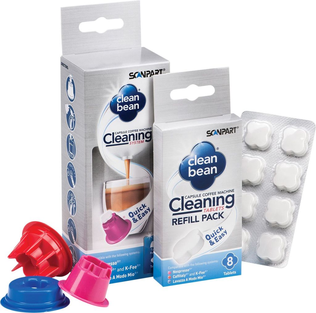 Scanpart Clean Bean Reinigungset kompatibel mit Nespresso, K-Fee, Lavazza A modo Mio