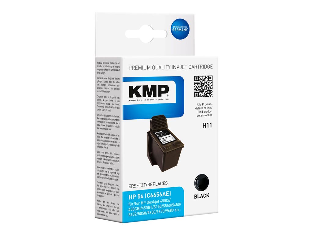 KMP Patrone HP C6656AE Nr.56 noir 520 S. H11 rechargée Image du produit 