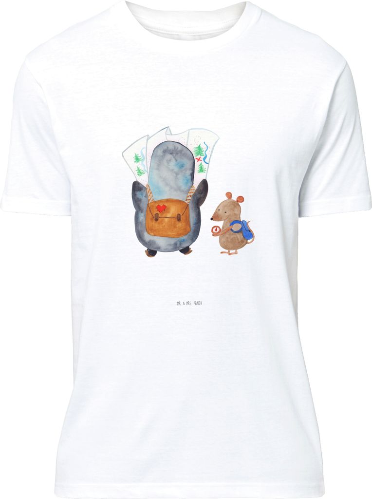 Mr. & Mrs. Panda Tshirt Pinguin & Maus Wanderer - Weiß - Geschenk, Grafik-T-Shirt, oberteil, T-Shirt, Wandern, S, Shirt, Abenteuer, Ausflug, Pinguine