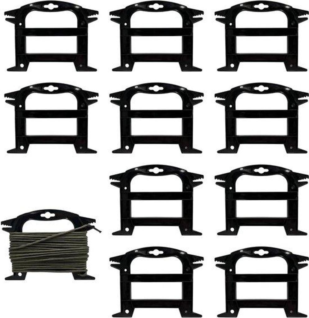 Paracord-Organizer für 550-Paracord - Kabelhaspels-Set - Parachutetouw-Keeper - Fischernetzkabelhalter - Werkzeug-Organizer (schwarz, 10 Stück)