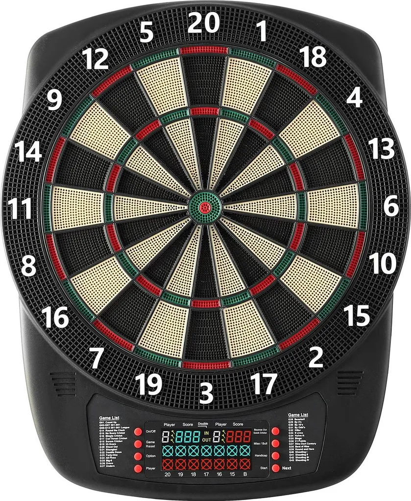 Cible de Fléchettes Électronique E-Dartboard 34cm avec 43 Jeux Inclus - 10