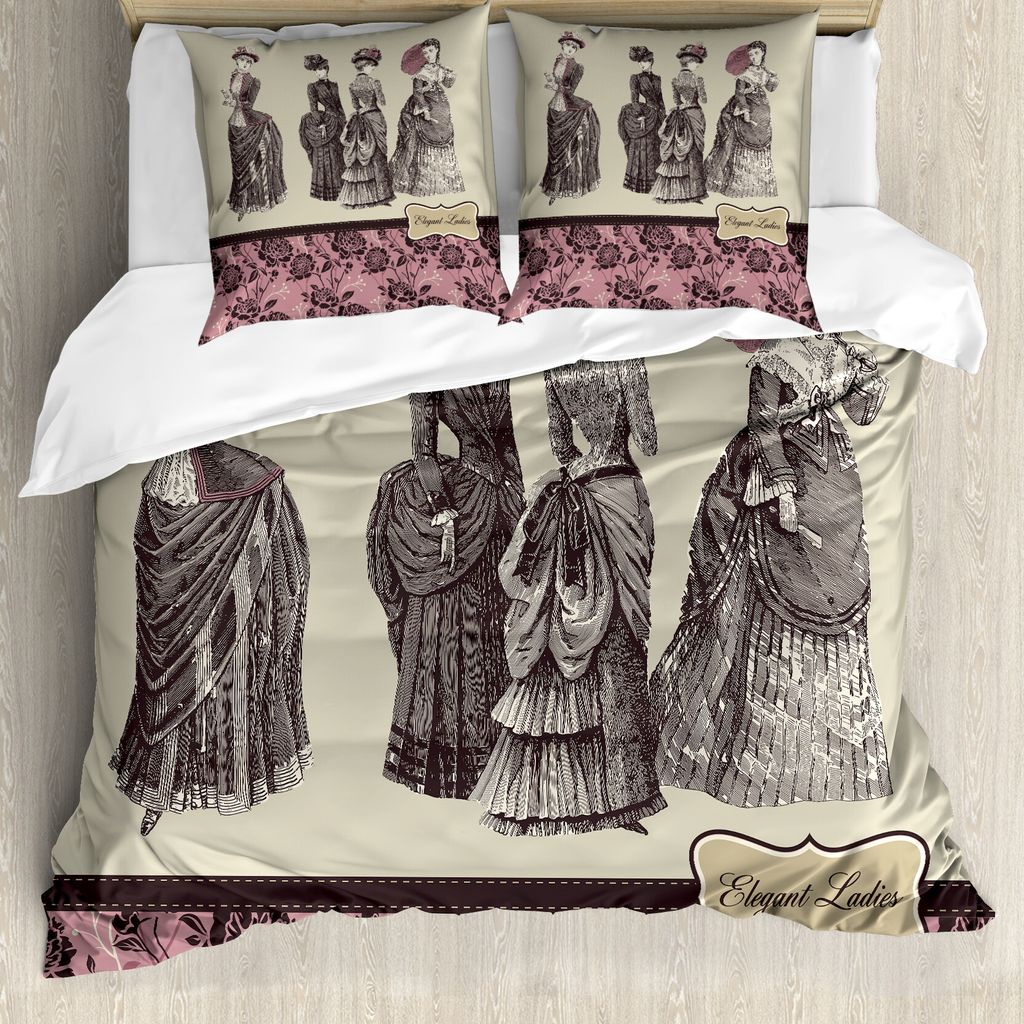 ABAKUHAUS viktorianisch Bettbezug, Frauen Mode-Handtasche, Milbensicher Allergiker geeignet mit Kissenbezügen, 155 cm x 220 cm - 80 x 80 cm, graue...