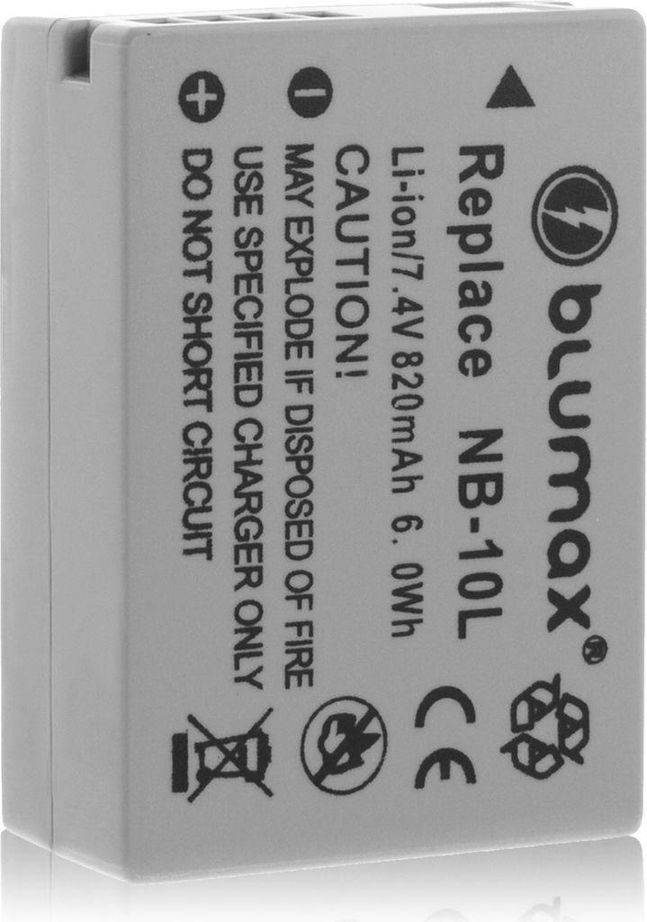 2x Blumax Akku | für Canon NB-10L Digitalkamera | Kapazität 820mAh |Spannung 7,4Volt | Video- und Kamerazubehör