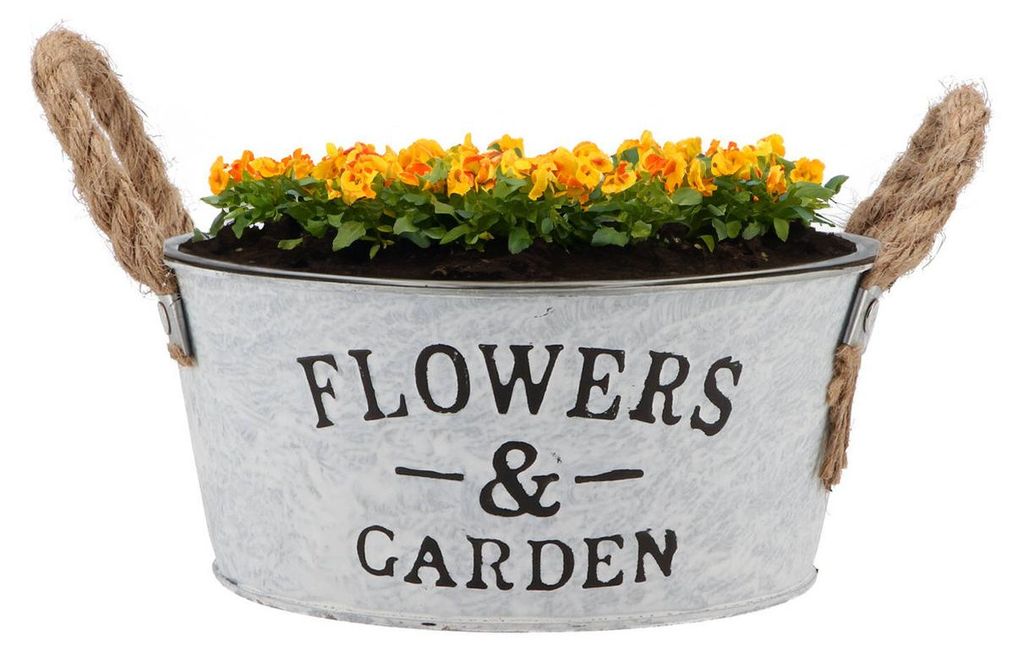 Pflanzentopf/Blumentopfschale Jardin - rund - Zink - weis - Produktbild 