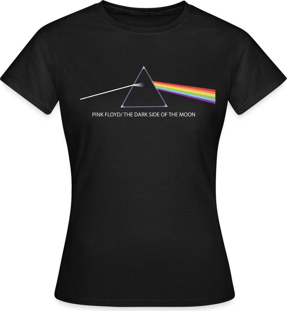 Spreadshirt Pink Floyd The Dark Side Of The Moon Mit Text Frauen T-Shirt, XXL, Schwarz