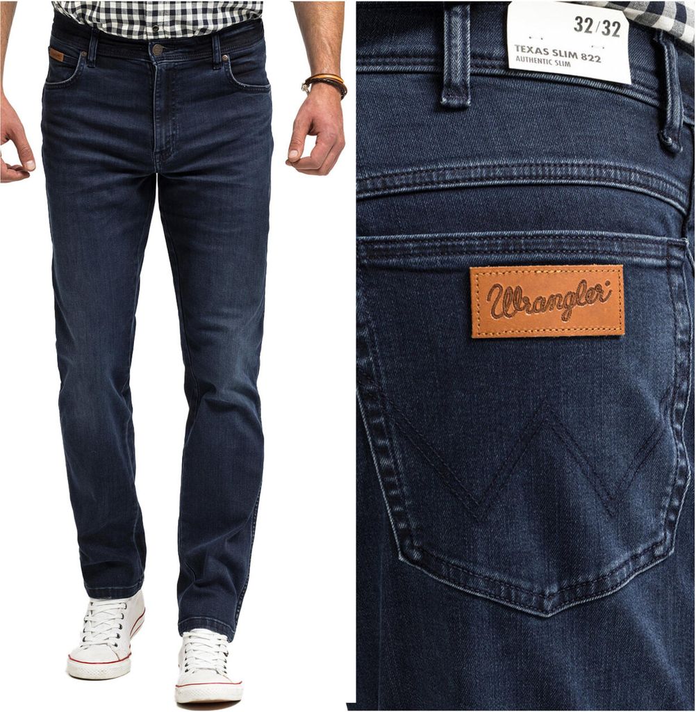 WRANGLER, Herren Jeanshosen, Straight fit, TEXAS SLIM, W50 L34, Blau, Jeans, baggyjeans, buggy