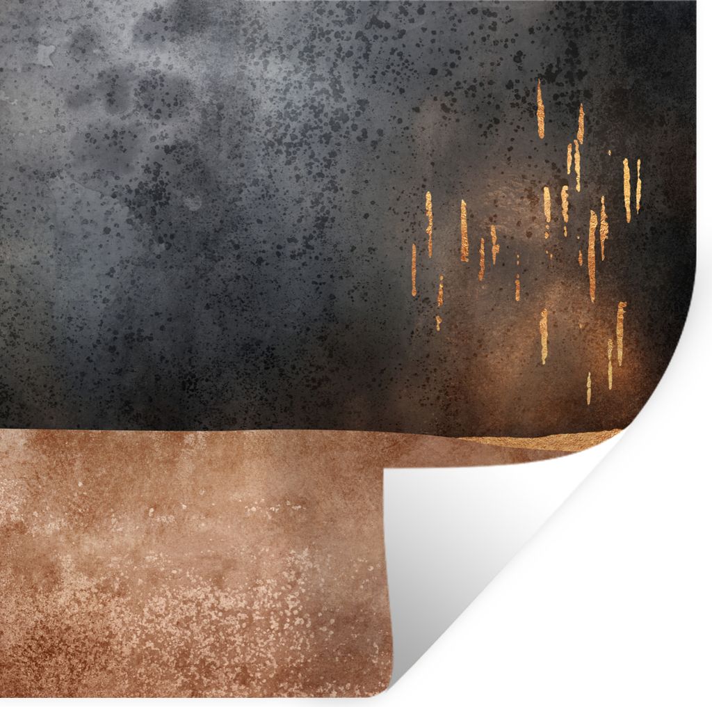 MuchoWow Wandtattoo Wandsticker Wandaufkleber Abstrakt - Gold - Design 80x80 cm Selbstklebend und Repositionierbar - Wierderverwendbar - Selbstkl...