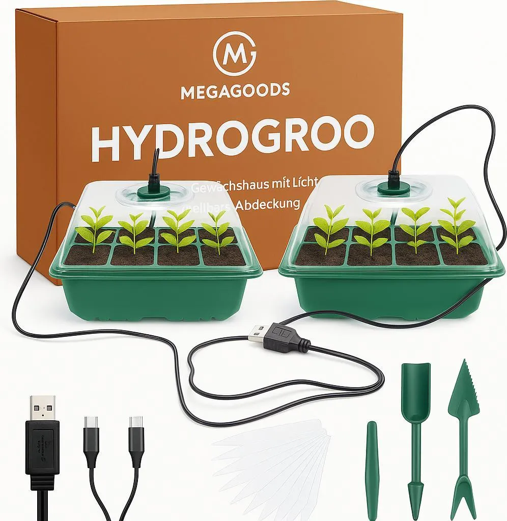 Boîte de culture avec lampe LED horticole pour 6 cellules de semis v1