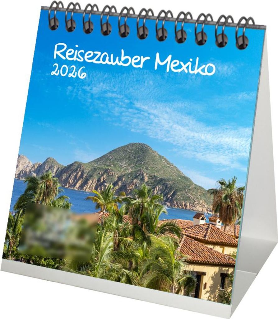 Reisezauber Mexiko Tischkalender 10cm x 10cm für 2026 Urlaub Reise Land - Set-Inhalt: 1x Kalender 1x Weihnachtsanhänger 1x Grußanhänger (gesamt...