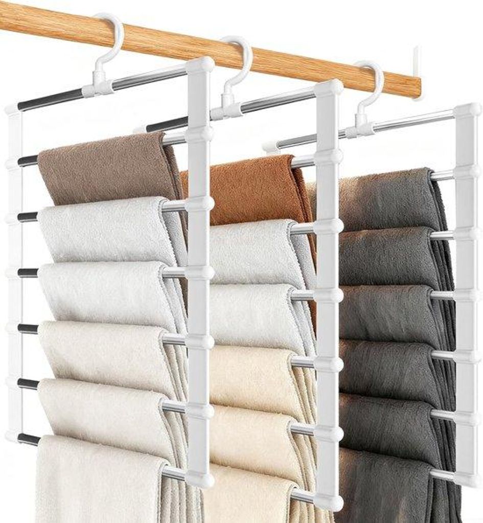 3er Set multifunktionale Kleiderbügel, Kleiderlösung für den Kleiderschrank - 6-in-1 multifunktionaler Bügel für Hosen, Röcke und Accessoires