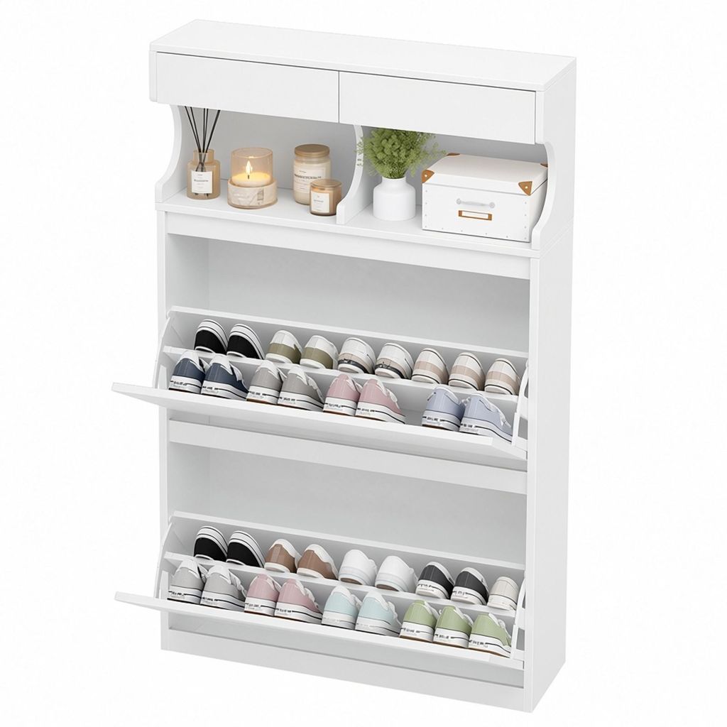 Schuhschrank Schuhkipper Schmal, Weiß, 80B cm | Produktbild 