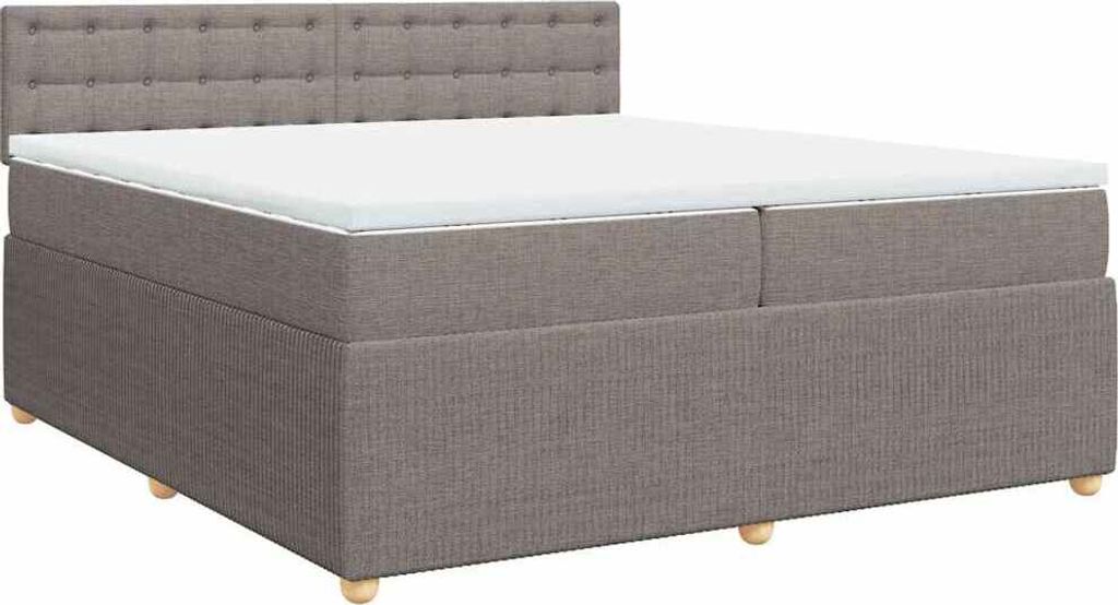 vidaXL Boxspringbett mit Matratze Taupe 200x200 cm Stoff