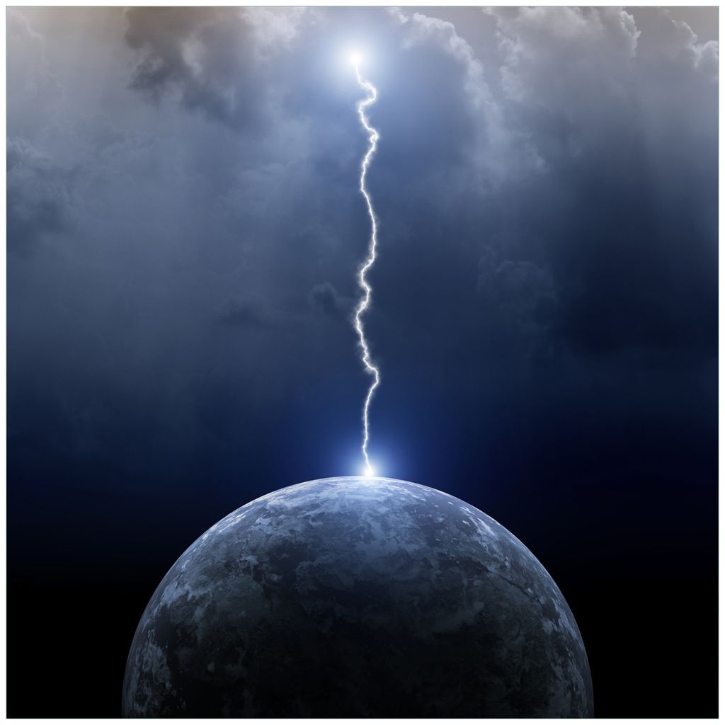 Wallario Möbeldesign / Aufkleber, geeignet für Ikea Lack Tisch - Gewitter über der Erde in 55 x 55 cm
