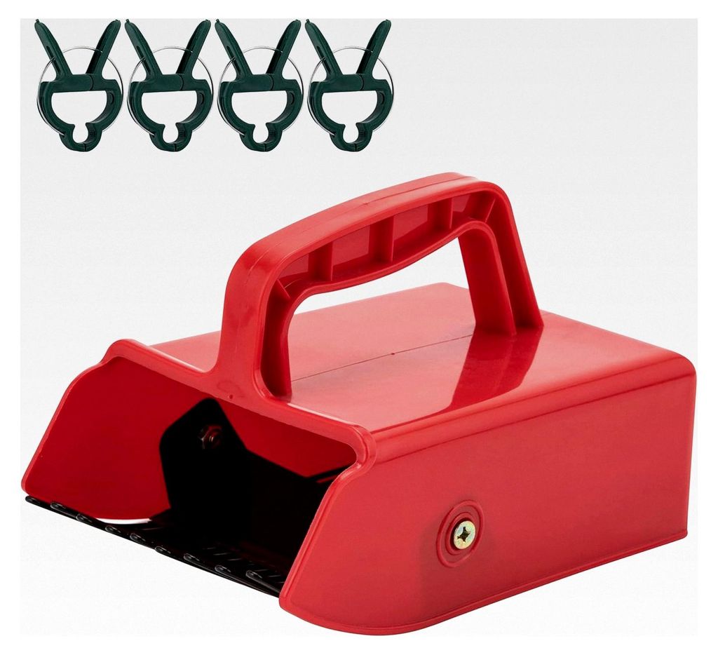 Beerenpflücker – Roter Obstpflücker mit Kunststoffkorb, metallischem Kamm und ergonomischem Griff, geeignet für das Pflücken von Beeren und k...