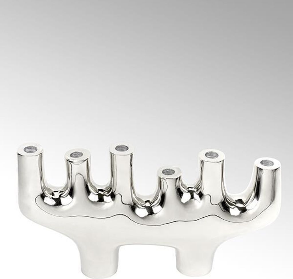 Lambert Jackson Kerzenhalter Aluminium Nickel glänzend H 25 cm, L 46 cm 40940