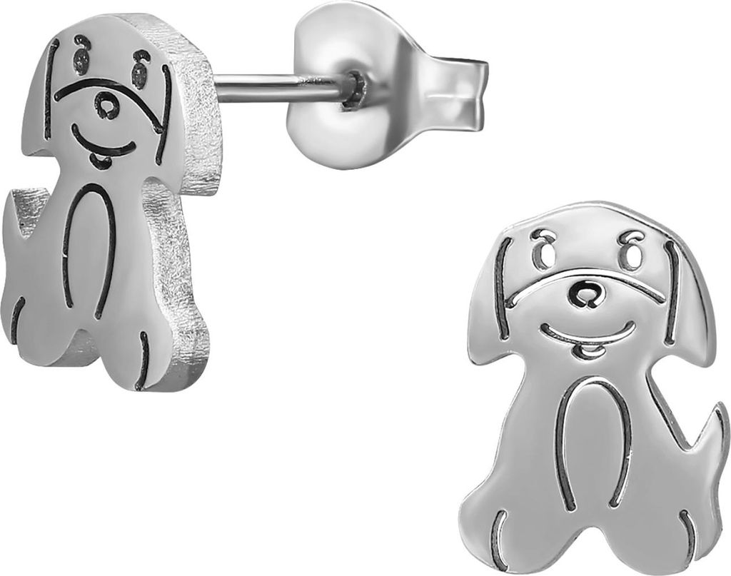 Welpen-Hunde-Ohrstecker aus Edelstahl Grau Unisize Maxte
