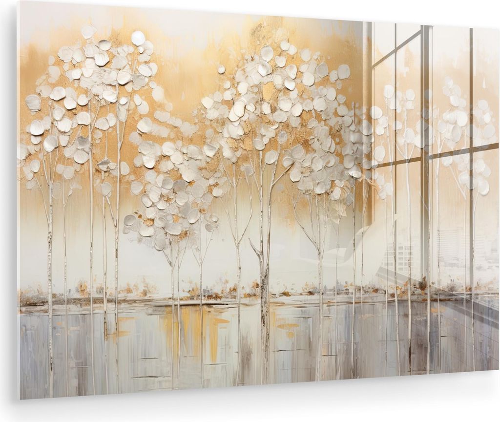 MuchoWow Glasbilder - Bilder auf Wandbild - Foto auf Glas Bäume - Kunst - Acryl - Natur 60x40 cm Wanddekoration aus Glas - Acrylglasbild - Acrylbi...