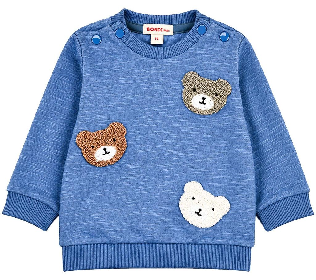 BONDI Baby Jungen Langarmshirt "Bear Club" 94030 | Blau Größe: 56