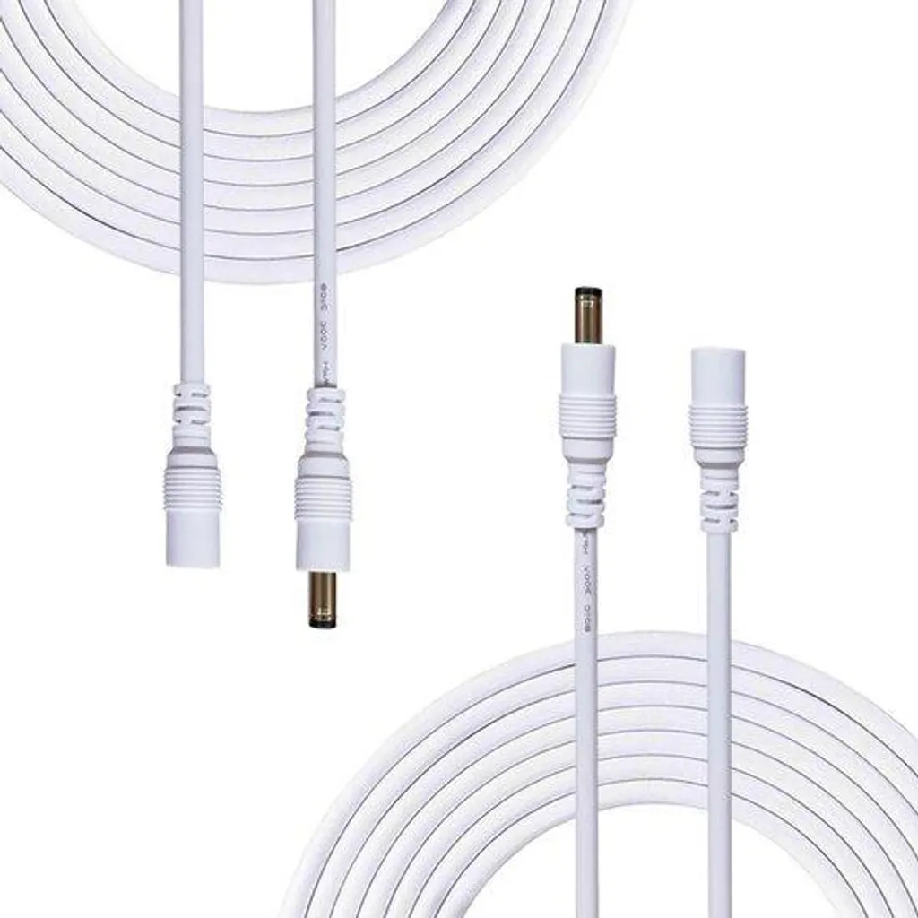 Rallonge d'alimentation DC 12V blanche de 5 mètres pour caméra CCTV