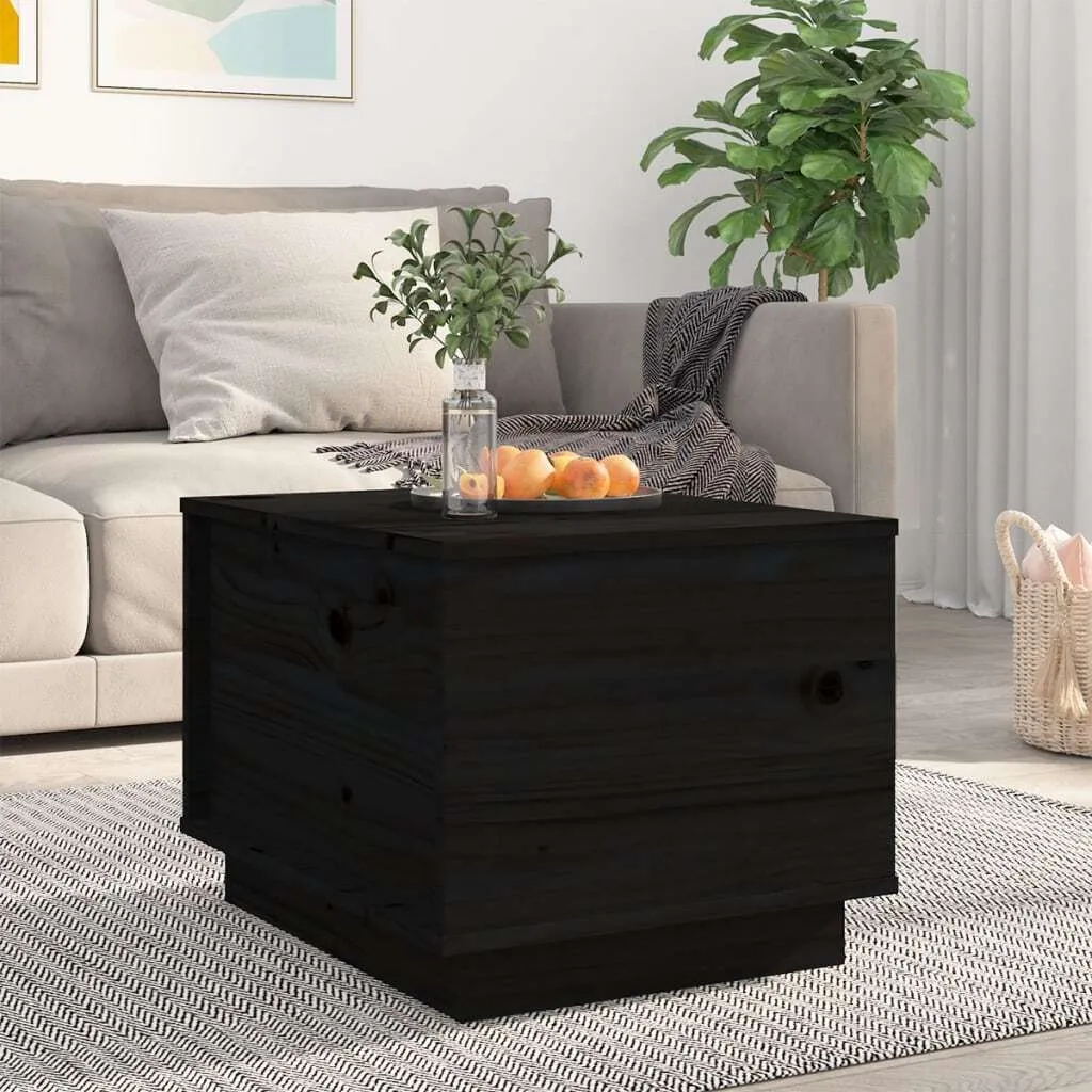 Tavolino da Salotto Nero 40x50x35 cm Legno Pino Massiccio Moderno