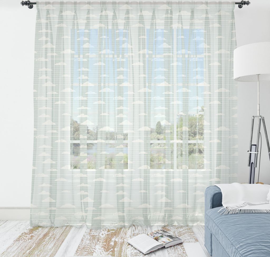 ABAKUHAUS Wolken Wandteppich, Repetitive Abstrakt Cumulus Weiche Pastelltöne Gestreift Himmel Illustration, Wohnzimmer Schlafzimmer seidiges Sati...