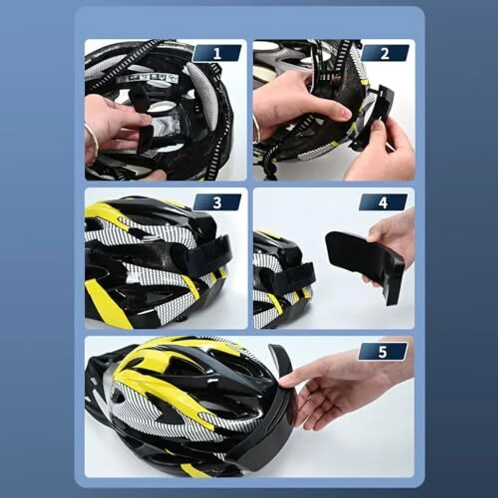 Xuzimaoyi Casco da Moto, Luce Casco senza Freni 3 Mode, Strisce di luce EL di Guida per Casco da Moto, luce di segnalazione di Guida (Giallo