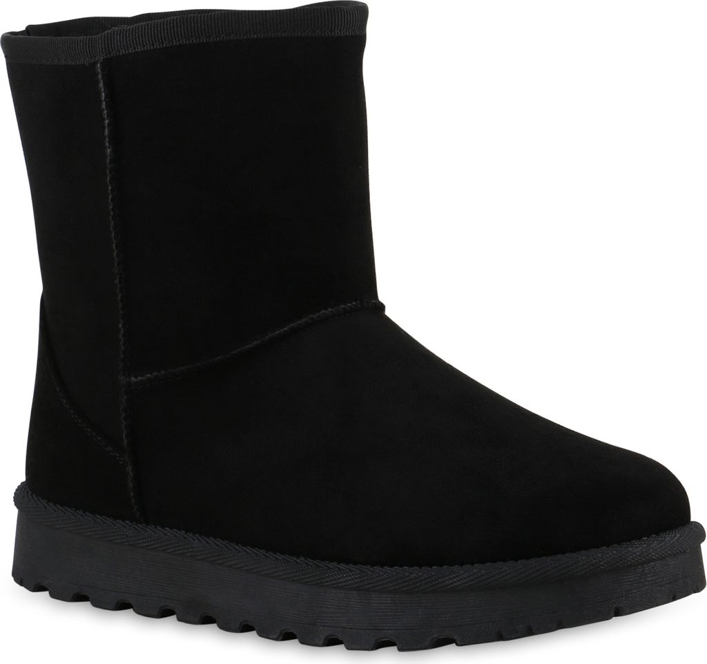 VAN HILL Damen Warm Gefütterte Winter Boots Stiefeletten Bequeme Schuhe 841490, Farbe: Schwarz, Größe: 37
