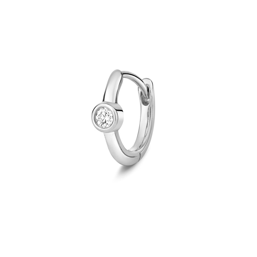 Funkelndes Feuer Edle 9 Karat (375) Weißgold Damen - Diamant Ohrklemme Brillant-Schliff 0.07 Karat H - I1 - 10mm*3mm; TRS354079KW