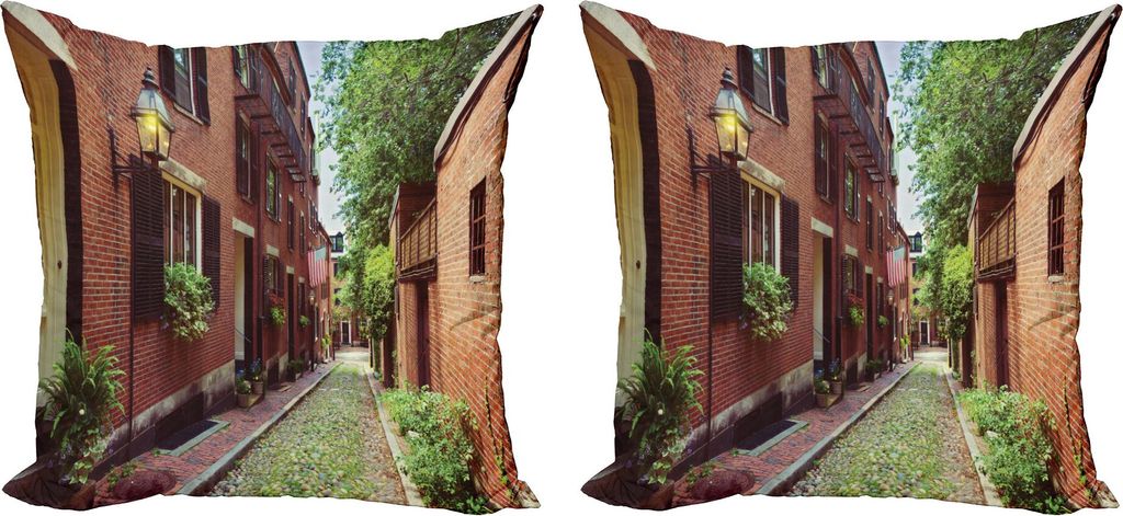 ABAKUHAUS Massachusetts Kissenbezug Set (2Stück), Historische Acorn Street in Beacon Hill Boston Massachusetts Vereinigten Staaten Foto, 40 x 40 c...